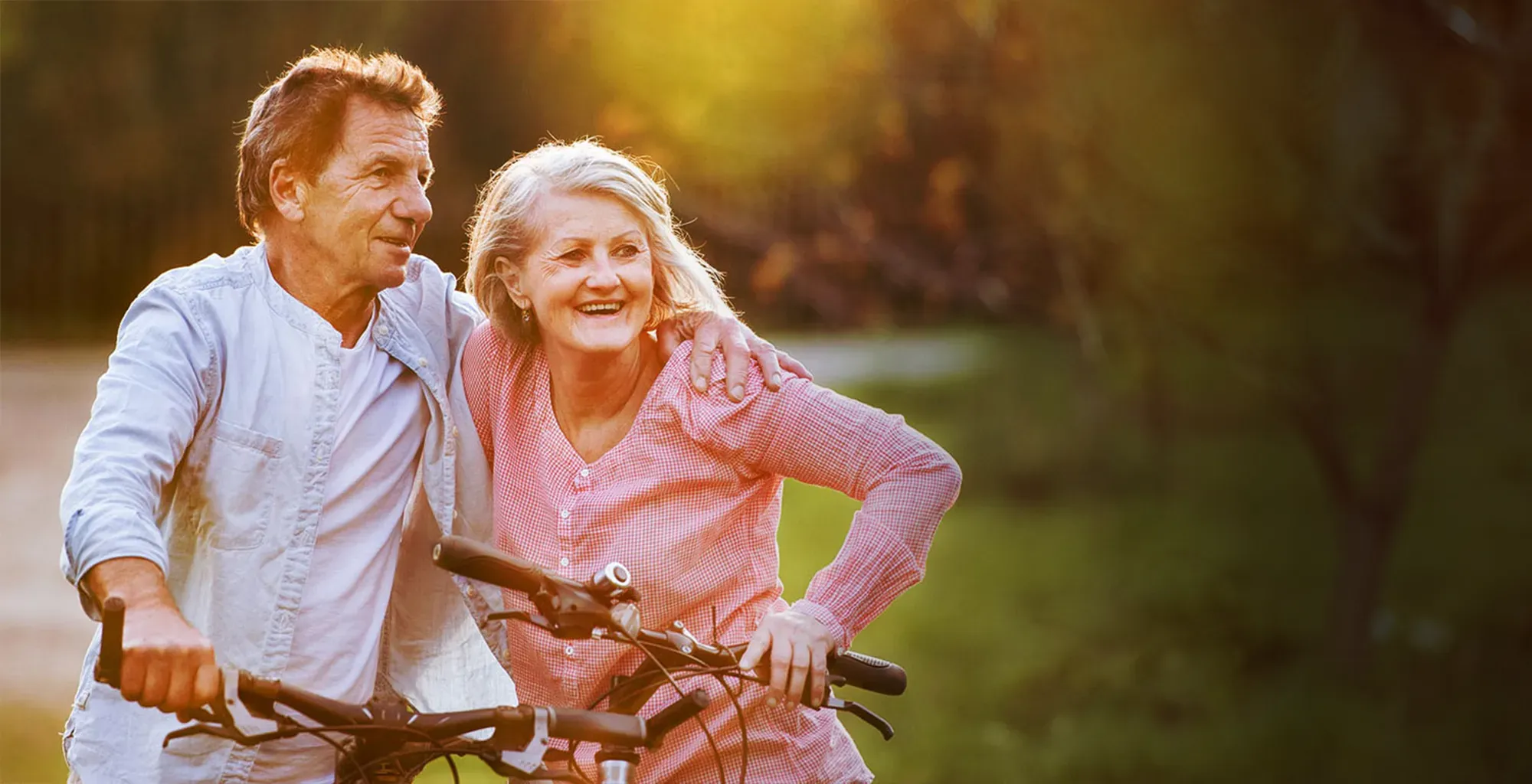 Happy Older couple active in nature